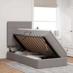 vidaXL Lit de rangement LED avec matelas Taupe 90 x 200 cm Tissu