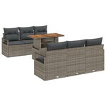 Ensemble de 7 Canapés de Jardin avec Coussins Gris en Poly Rotin