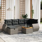 vidaXL Salon de jardin avec coussins 7 Pièces gris résine tressée