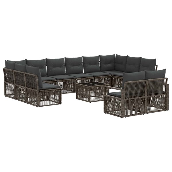 vidaXL Ensemble de canapé de jardin 13 Pièces Gris polyrotin