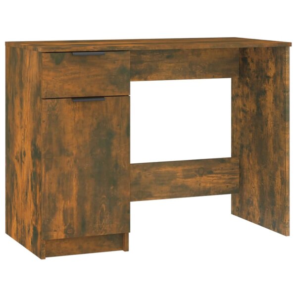 Bureau table poste de travail meuble d'ordinateur informatique étude chêne fumé 100 x 50 x 75 cm bois d'ingénierie brun 02_0023562