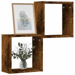 vidaXL Étagères murales sous forme de cube 2 Pièces chêne fumé 30x15x30cm