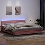 vidaXL Sommier à lattes de lit avec matelas et LED rose 180x210 cm velours