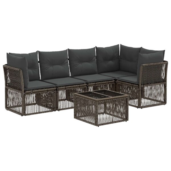 vidaXL Ensemble de canapé de jardin 6 Pièces Gris polyrotin