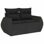 vidaXL Salon de jardin 7 Pièces avec coussins noir résine tressée