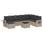 vidaXL Salon de jardin 9 Pièces avec coussins gris clair résine tressée