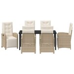 vidaXL Ensemble de salle à manger pour jardin 7 Pièces Beige polyrotin