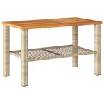vidaXL Table de jardin beige 70x38x42 cm résine tressée et bois acacia