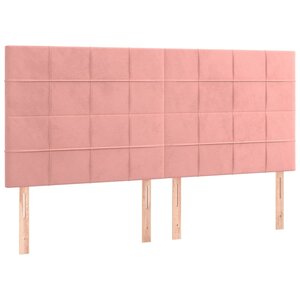 vidaXL Tête de lit Rose 200x5x118/128 cm Velours