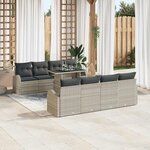 vidaXL Ensemble de canapé de jardin 9 Pièces Gris clair Poly Rattan