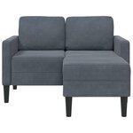 vidaXL Canapé 2 places avec méridienne en L gris foncé 125 cm velours