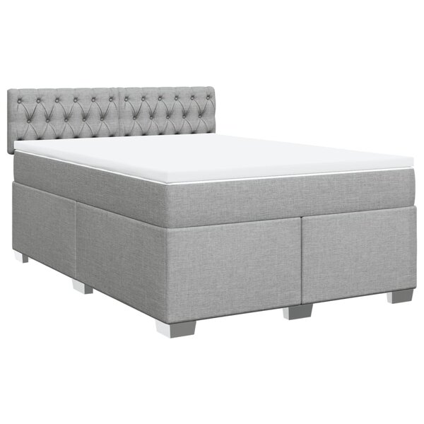 vidaXL Sommier à lattes de lit avec matelas Gris clair 160x200cm Tissu
