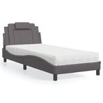 vidaXL Lit avec matelas gris 90x200 cm similicuir