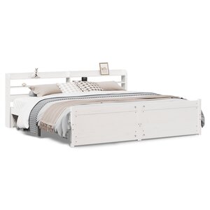 vidaXL Cadre de lit avec tête de lit sans matelas blanc 180x200 cm