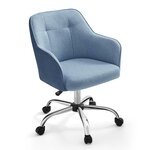Fauteuil de bureau chaise pivotanteconfortable siège ergonomique réglable en hauteur charge 120 kg cadre enacier tissu imitation lin pour bureau bleu 12_0005884
