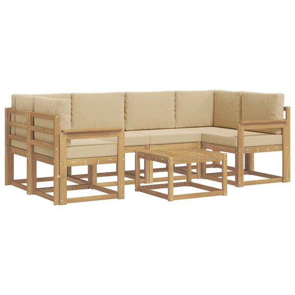 vidaXL Ensemble de canapés d'extérieur 7 pc Blanc et Beige