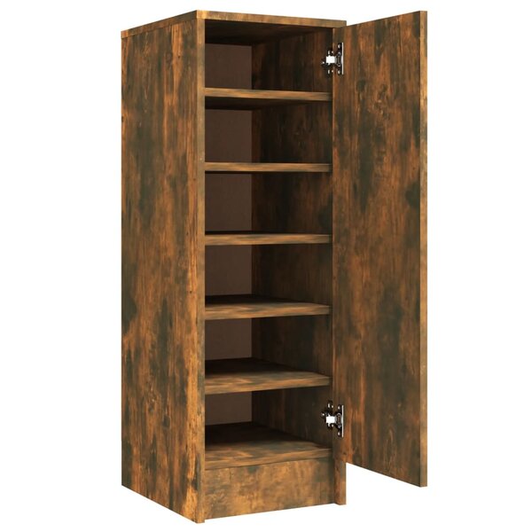 vidaXL Meuble à chaussures Chêne fumé 32x35x92 cm Bois d'ingénierie