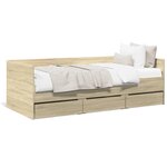 vidaXL Lit de jour avec tiroirs sans matelas chêne sonoma 75x190 cm