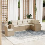 vidaXL Salon de jardin avec coussins 6 Pièces beige résine tressée