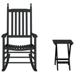vidaXL Chaise à bascule avec table pliable noir bois massif peuplier
