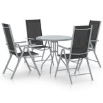 vidaXL Ensemble à dîner de jardin 5 Pièces Aluminium et textilène Argenté