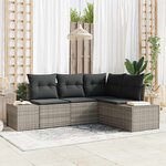 vidaXL Ensemble de canapé de jardin 4 Pièces Gris clair Poly rotin