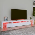 vidaXL Meuble TV avec lumières LED Blanc 260x36 5x40 cm
