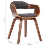 vidaXL Chaise de salle à manger Gris foncé Tissu et bois courbé