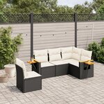 vidaXL Salon de jardin 5 Pièces avec coussins noir résine tressée