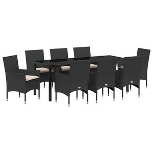 vidaXL Ensemble de salle à manger pour jardin 9 Pièces Noir polyrotin