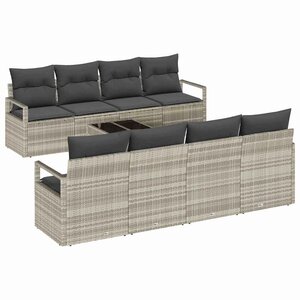 vidaXL Ensemble de canapé de jardin 7 Pièces Gris clair 55 x 55 x 37 cm