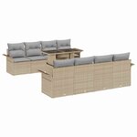 vidaXL Ensemble de canapé de jardin avec coussin 9 Pièces Beige polyrotin