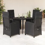 vidaXL Ensemble à manger de jardin coussins 5Pièces Noir Résine tressée