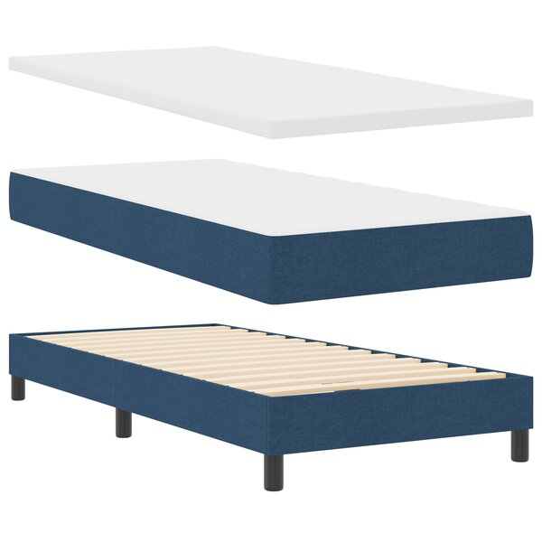 vidaXL Lit à ressorts avec matelas de - Bleu - 100 x 200 cm - Tissu