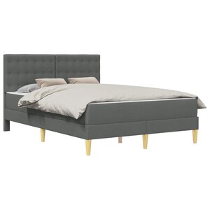 vidaXL Cadre de lit avec matelas Gris foncé 140 x 190 cm Tissu