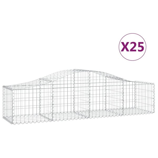 vidaXL Paniers à gabions arqués 25 Pièces 200x50x40/60 cm fer galvanisé