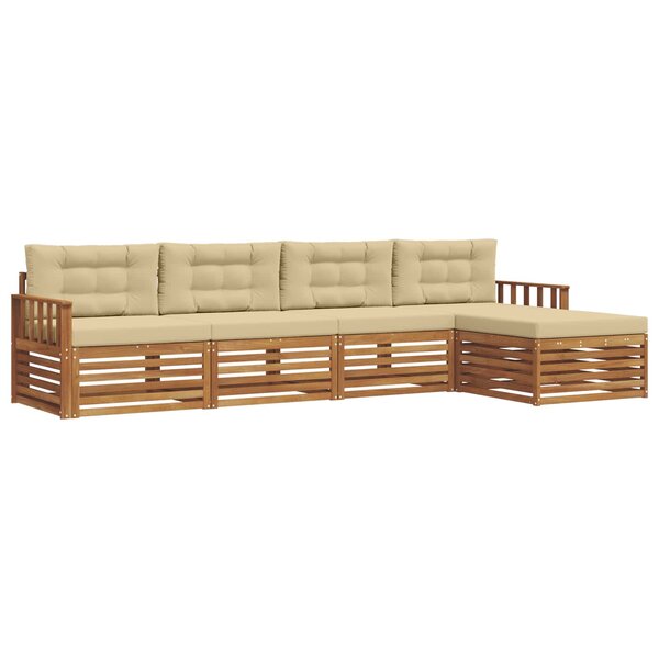 vidaXL Ensemble de canapés d'extérieur 5 Pièces Naturel et Beige