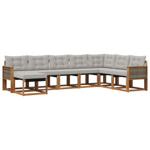 vidaXL Ensemble de canapés d'extérieur 8 pc Naturel et Gris clair