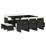 vidaXL Ensemble à manger de jardin 11 Pièces coussins noir résine tressée