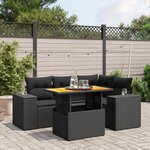 vidaXL Salon de jardin 5 Pièces avec coussins noir résine tressée