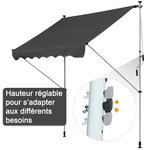 Store banne manuel rétractable 2L x 1 5l x 1 7-2 8H m inclinaison réglable installation rapide métal alu polyester gris