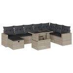 vidaXL Salon de jardin 9 Pièces avec coussins gris clair résine tressée