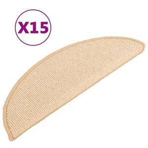 vidaXL Tapis de marches d'escalier 15 Pièces Crème 65x21x4 cm