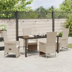 vidaXL Set de dîner de jardin 5 pièces avec coussins Beige Poly Rattan