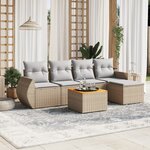 vidaXL Salon de jardin avec coussins 6 Pièces beige résine tressée
