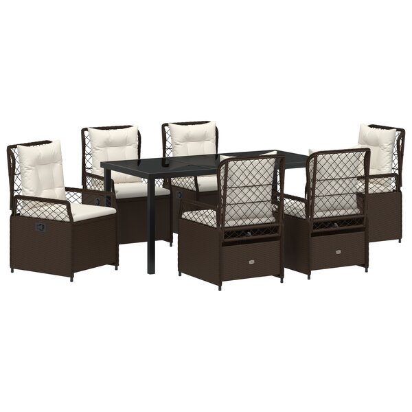 vidaXL Ensemble de Salle à Manger de Jardin 7 Pièces Rattan Poly Marron