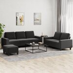 vidaXL Ensemble de canapés 3 Pièces noir tissu