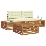vidaXL 4 pc Ensemble de canapés d'extérieur Naturel et Crème