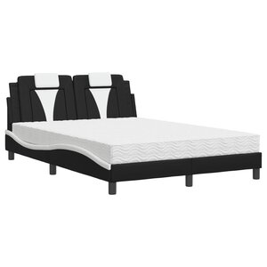 vidaXL Lit Viana avec matelas noir et blanc 140x190 cm similicuir