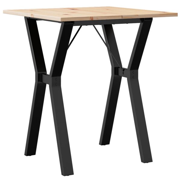 vidaXL Table à manger cadre en Y 70x70x75 cm bois de pin massif fonte